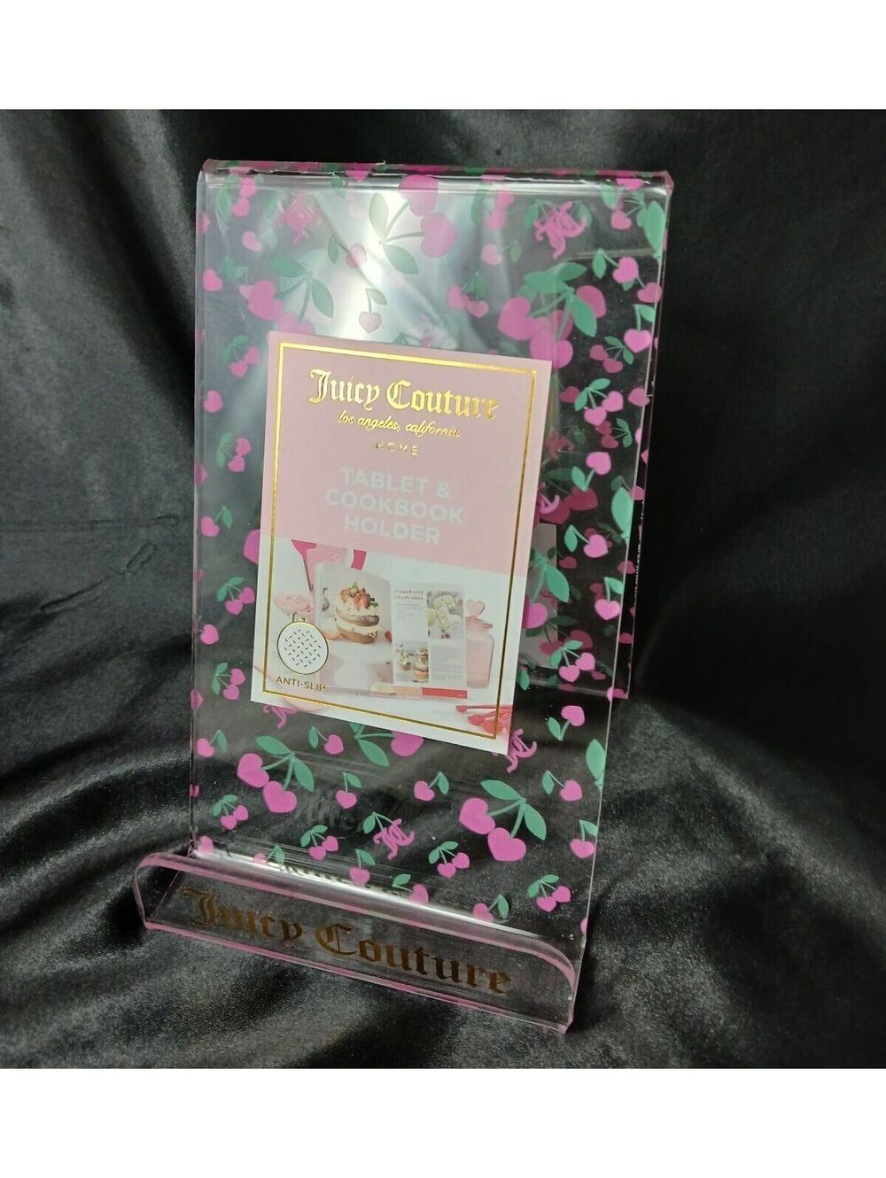 Juicy Couture Cherry Logo Cookbook Tablet Phone Holder Acrylic Display Stand NWT
